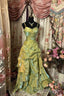 A Line Green Straps Sleeveless Prom Dress Green Long Prom Dress