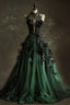A-Line Green Tulle Long Prom Dress Prom Graduation Prom Dress