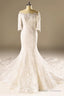 A-Line Half Sleeve Mermaid Lace Beaded Wedding Dresses With Appliques