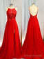 A Line Halter Sequin Sweep Train Chiffon Dress