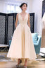 A-Line High Low V Neck Short Prom Dresses Homecoming Dresses