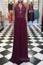A Line High Neck Lace Long Prom Dress Lace Prom Dress