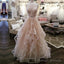 A-Line Lace Appliques Sweetheart Champagne Wedding Dress Ruffles Skirt