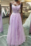 A Line Lavender Lace Long Prom Dresses Lilac Lace Prom Dresses Lavender Prom Dresses