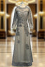 A Line Long Sleeves Gray Long Sleeve Mother Of The Bride Dress