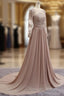A-Line Long Sleeves Lace Prom Dress Chiffon Prom Gown