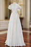 A Line Off Shoulder Satin ivory Long Prom Dresses Ivory Long Bridesmaid Dresses