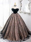 A-Line Off Shoulder Tulle Velvet Black Long Prom Dress, Black Long Formal Dress