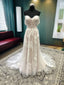 A Line Off-the-Shoulder Appliques Lace Court Train Tulle Wedding Dress