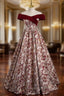 A Line Off the Shoulder Print Prom Dresses