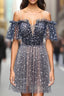 A Line Off-the-shoulder Tulle Short Mini Short Prom Dress With Ruffles