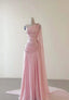 A Line One Shoulder Pink Chiffon Evening Gown Prom Dresses (For Sue Nardi)