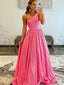 A Line One Shoulder Sequins Prom Dress with Pockets