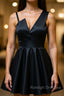 A Line One Shoulder Short Black Prom Dress Short Black One Shoulder Prom Graduation Dress
