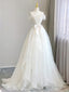 A-Line Organza White Long Prom Dress, White Long Formal Dress