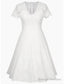 A-Line Prom Dress Elegant Dresses Homecoming Knee Length Short Sleeve V Neck Satin With Appliques