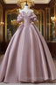 A Line Pink Satin Long Prom Dress, Pink Long Prom Dress