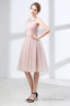 A-Line Pink Tulle Lace Pleats Knee Length Homecoming Dresses