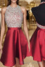 A Line Halter Short Mini Satin Homecoming Dress With Beading