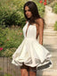 A Line Halter Short Mini Stretch Crepe Homecoming Dresses With Cascading Ruffles