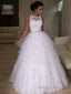 A Line Jewel Floor Length Organza Wedding Dresses With Beading