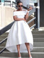 A Line Off-the-Shoulder Asymmetrical Satin Prom Dresses