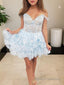 A Line Off-the-Shoulder Corset Short Mini Tulle Homecoming Dresses With Appliques Lace