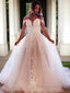 A Line Off-the-Shoulder Court Train Tulle Wedding Dresses