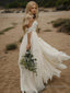 A Line Off-the-Shoulder Floor Length Chiffon Wedding Dresses