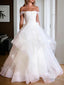 A Line Off-the-Shoulder Floor Length Tulle Wedding Dresses