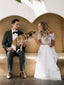 A Line Off-the-Shoulder Floor Length Tulle Wedding Dresses