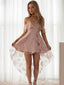 A Line Off-the-Shoulder Short Mini Lace Homecoming Dresses