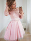 A Line Off-the-Shoulder Short Mini Satin Homecoming Dresses