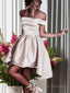 A Line Off-the-Shoulder Short Mini Silk like Satin Homecoming Dresses