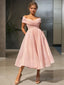 A Line Off-the-Shoulder Tea-Length Homecoming Dresses