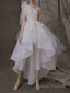A Line One Shoulder Asymmetrical Tulle Wedding Dresses With Appliques Lace