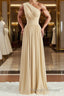 A-Line/Princess One-Shoulder Floor-Length Jersey Bridesmaid Dresses with Leg Slit