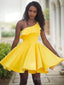 A-Line/Princess One-Shoulder Short/Mini Satin Homecoming Dresses With Ruffles