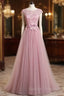 A-line Sash Tulle Floor-Length Lace Prom Dress