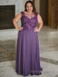 A Line Scoop Floor Length Chiffon Mother of the Bride Dresses With Appliques Lace