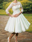 A Line Scoop Knee-Length Stretch Crepe Wedding Dresses