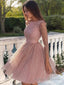 A Line Scoop Short Mini Sequins Homecoming Dresses