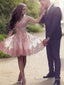 A Line Scoop Short Mini Tulle Homecoming Dresses With Appliques Lace