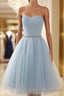 A Line Scoop Short Mini Tulle Homecoming Dress With Beading