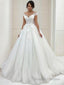 A-Line/Princess Scoop Sweep Train Tulle Wedding Dresses
