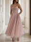 A Line Spaghetti Straps Ankle-Length Homecoming Dresses