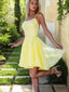 A Line Spaghetti Straps Short Mini Chiffon Homecoming Dresses
