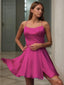 A Line Spaghetti Straps Short Mini Elastic Woven Satin Homecoming Dresses