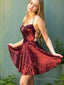 A Line Spaghetti Straps Short Mini Sequins Homecoming Dresses