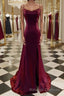 A Line Spaghetti Straps Sweep Train Velvet Prom Dress With Leg Slit